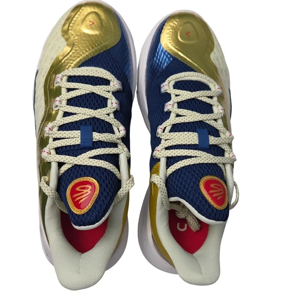 Under Armour Curry 11 GS Basketball Shoes Blue Gold Sz 7Y Youth Boy Sneakers New